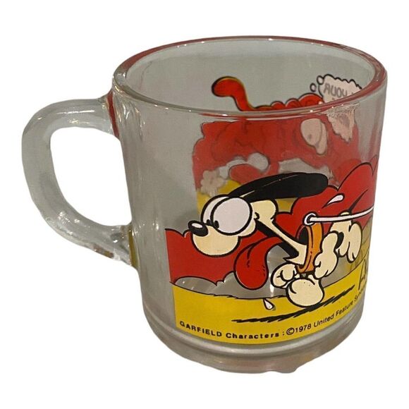 1978 VTG McDonalds Garfield & Odie Glass Mug Coffee Cup Jim Davis Skateboard - Picture 3 of 8